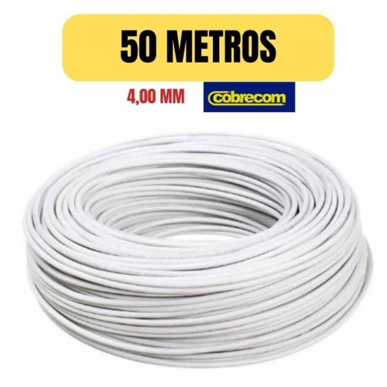 Imagem de Cabo eletrico flexivel 4mm branco 50 metro cobrecom imetro