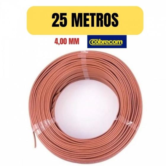 Imagem de Cabo eletrico flexivel 4mm marrom 25 metro cobrecom imetro