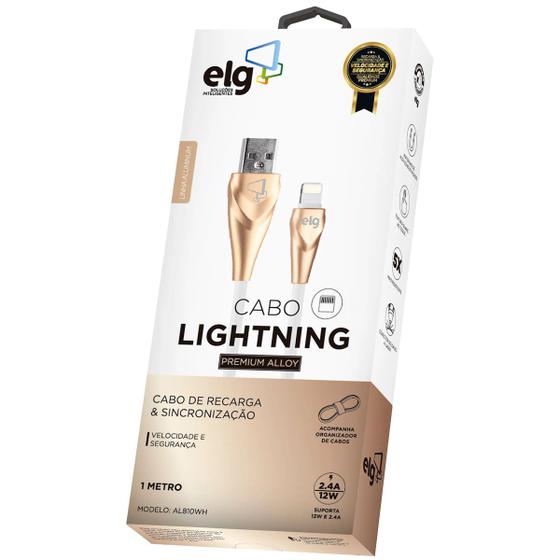 Imagem de Cabo Elg AL810WH - USB/Lightning - 1 Metro - Borracha - Dourado