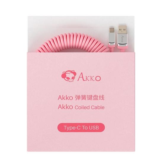 Imagem de Cabo Enrolado Akko Para Teclado Modelo Rosa - Tokyo Pink