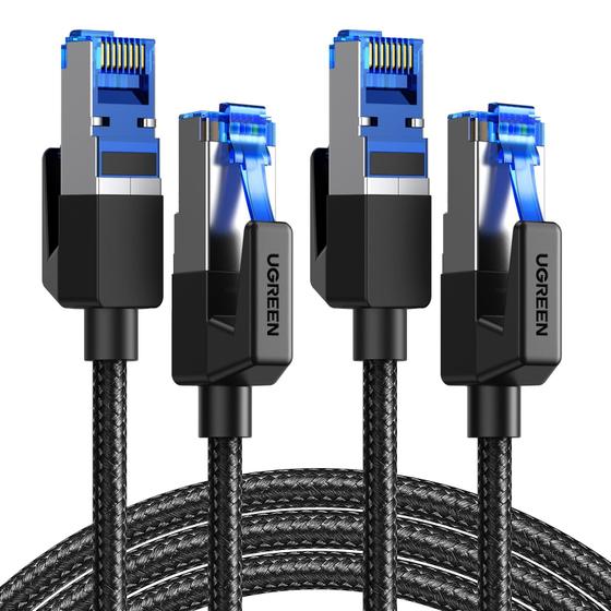 Imagem de Cabo Ethernet UGREEN Cat 8 - 40Gbps, 2m (2 Unidades) - Para Jogos, PC e PS5
