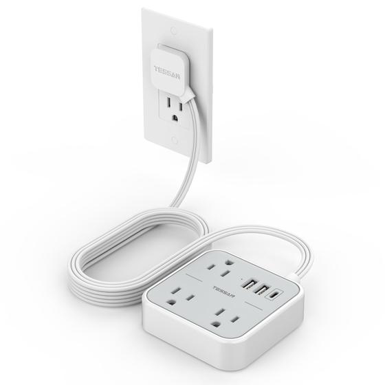 Imagem de Cabo Extensão TESSAN 15 Pés - 3 Tomadas e 3 Portas USB
