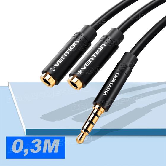 Imagem de Cabo Extensor 3.5mm P3 Macho Para 2 P2 Femea Fone Microfone