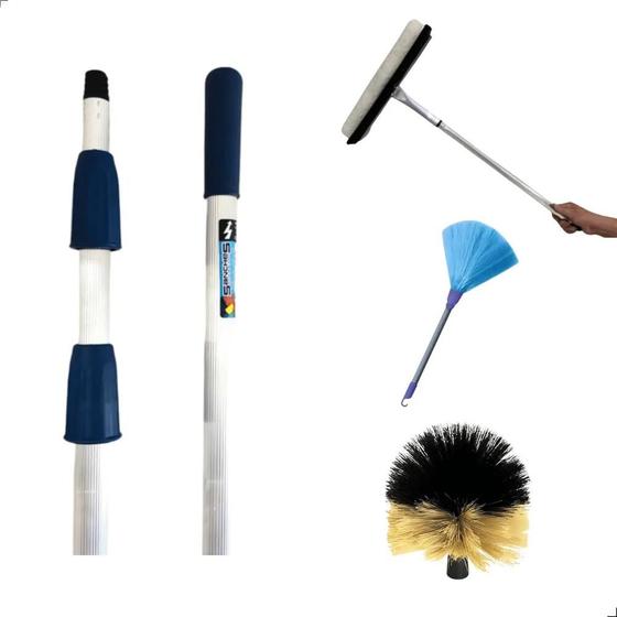 Imagem de Cabo Extensor 6 Metros com Rodo 35cm e Vassoura Teto com Espanador de Mão