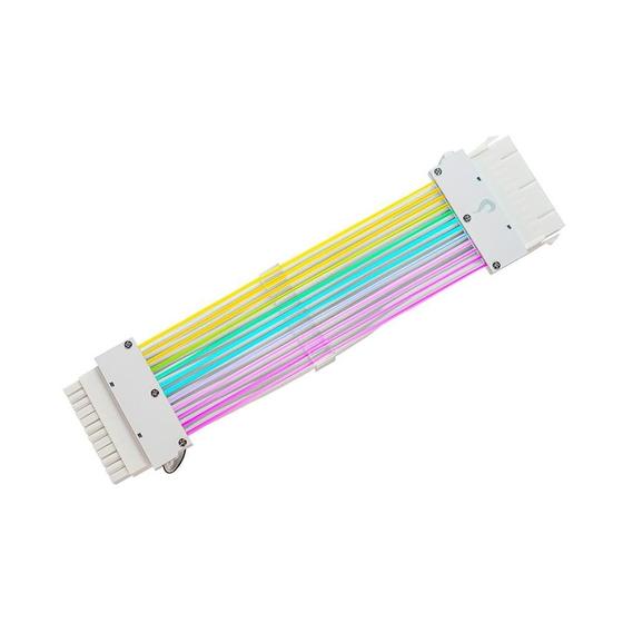 Imagem de Cabo Extensor de Fonte Sleeved Rise Mode Aura, 24p ATX, ARGB, Branco - RM-SL-FW-ARGB