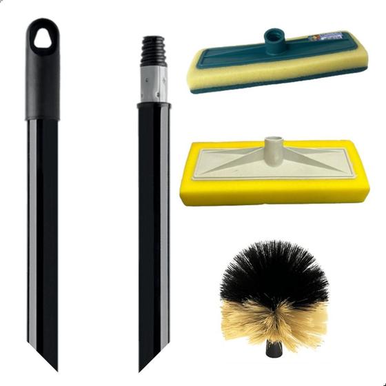 Imagem de Cabo Extensor Metal 3 Metros com Rodo Fibra Abrasiva e Limpa Teto