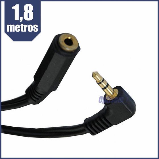 Imagem de Cabo Extensor P2 Fêmea / P2 Macho Pino 90 Graus - 1,80 Metros