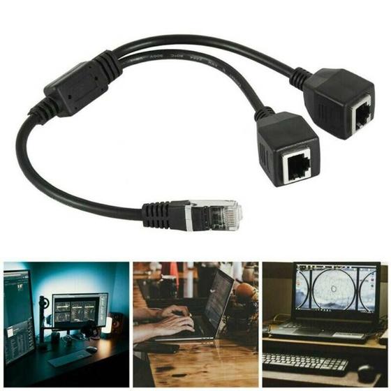 Imagem de Cabo Extensor RJ45 Ethernet LAN - 1 Macho para 2 Fêmeas