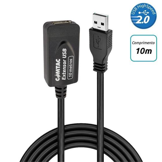 Imagem de Cabo Extensor USB 2.0 AM AF 10 Metros Comtac 9157
