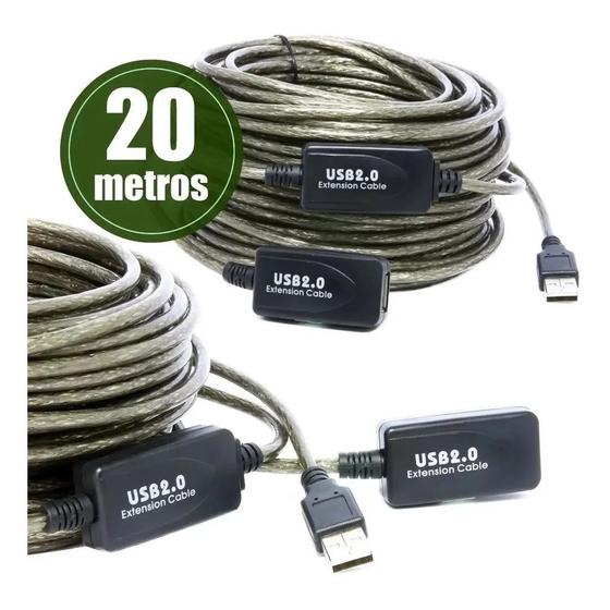 Cabo Extensor Usb 2.0 Amplificado Com 20 Metros Menor preço em Cabo Extensor Usb 2.0 Amplificado Com 20 Metros