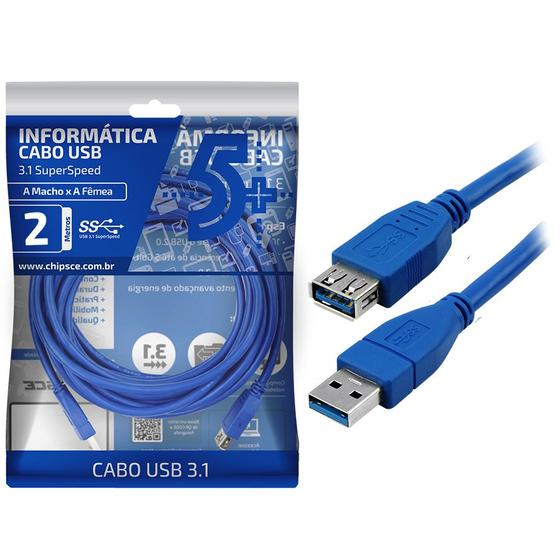 Imagem de Cabo Extensor Usb 3.1 / 3.0 2m Macho X Fêmea 5gbits 2 Metros