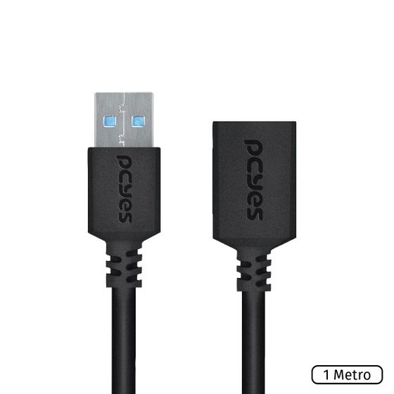 Imagem de Cabo Extensor USB a 3.0 Macho para USB a 3.0 Fêmea 28AWG Puro Cobre 1 Metro - PUAMF3-1