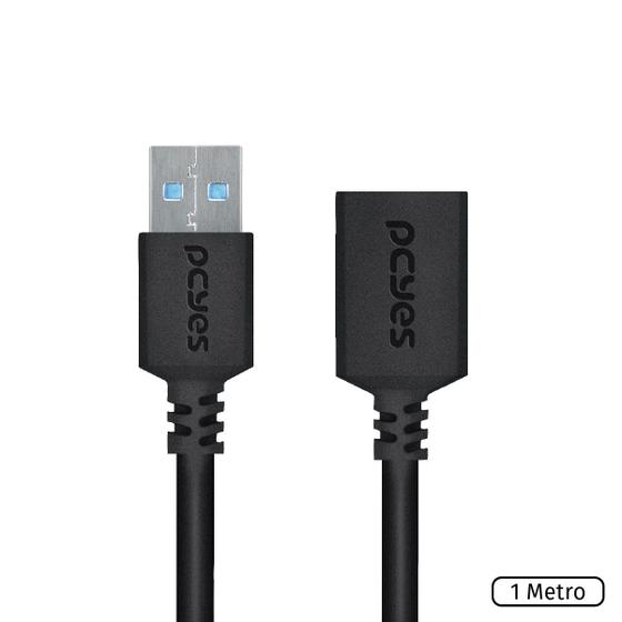 Imagem de Cabo Extensor Usb A 3.0 Macho Para Usb A 3.0 Fêmea 28awg Puro Cobre  1 Metro - Puamf3-1