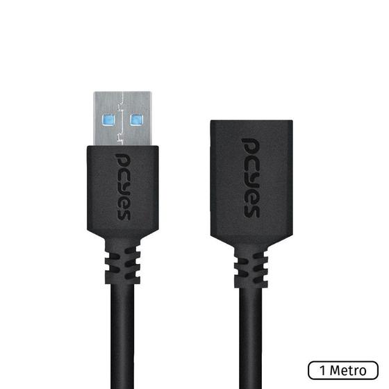 Imagem de Cabo Extensor USB a 3.0 Macho para USB a 3.0 Femea 28AWG Puro Cobre 1 Metro - PUAMF3-1 - PCYES