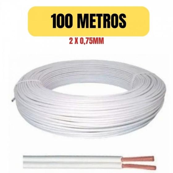 Cabo fio cordao paralelo 2x0,75mm branco 100 metro cobrecom Menor preço em Cabo fio cordao paralelo 2x0,75mm branco 100 metro cobrecom