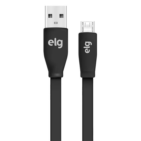 Imagem de Cabo Flat Micro USB para Recarga/Sincronização Preto - ELG