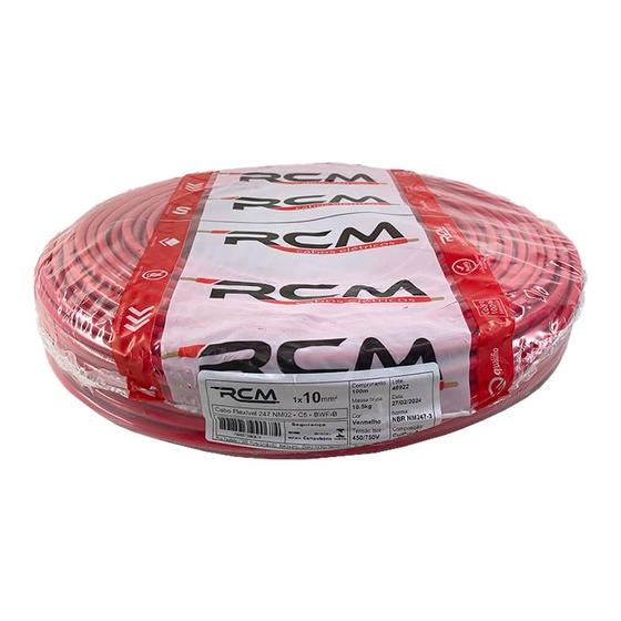Imagem de Cabo Flexível 10,00MM 750V Vermelho Rolo Com 100M RCM