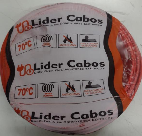 Cabo Flexível 2.5mm LIDER CABOS 50mts Vermelho Menor preço em Cabo Flexível 2.5mm LIDER CABOS 50mts Vermelho