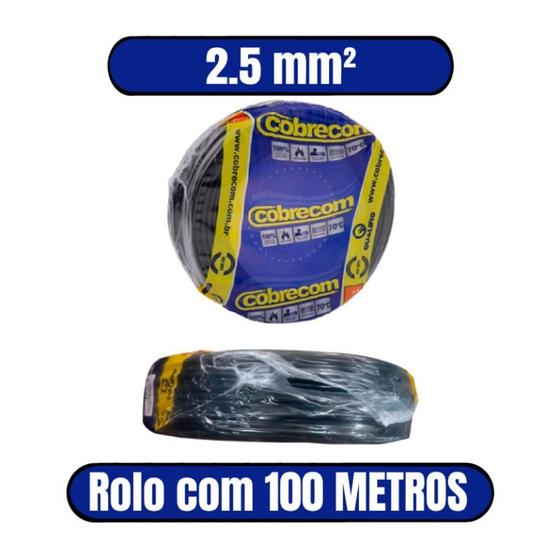 Imagem de Cabo Flexível 750V 2.5mm² Preto - COBRECOM (ROLO COM 100 METROS)
