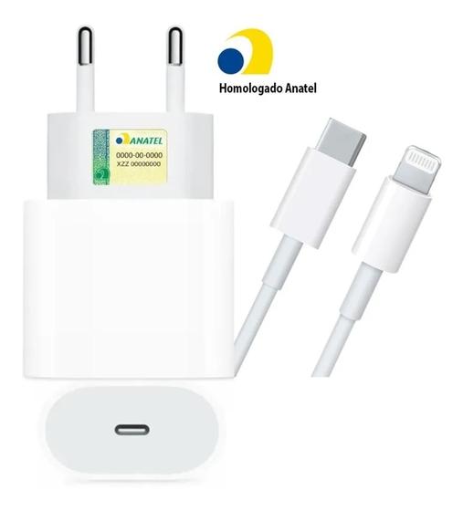 Imagem de Cabo + Fonte Compatível iPhone SE X XR 7 8 11 12 13 14 USB-C 20W