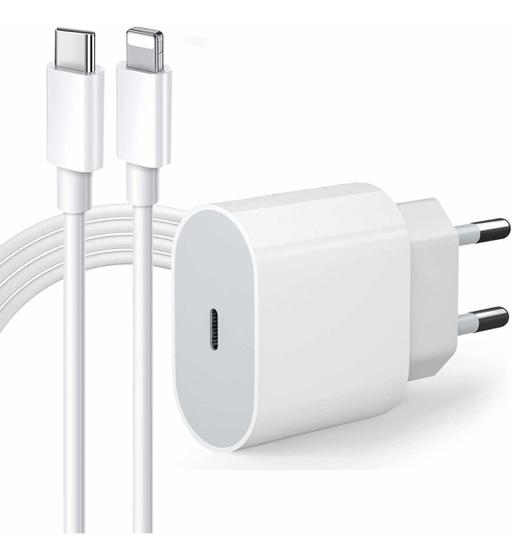 Imagem de Cabo + Fonte Compatível iPhone X Xr 11 12 13 14 - Usb-c 20W