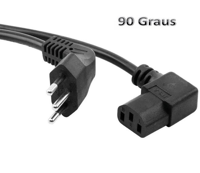 Imagem de Cabo Força Tripolar para Pc Tv Monitor Conector 90º em L - 1,5 Mts