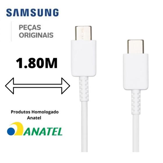 Cabo grande original Samsung Usb C para C 1.8M Menor preço em Cabo grande original Samsung Usb C para C 1.8M