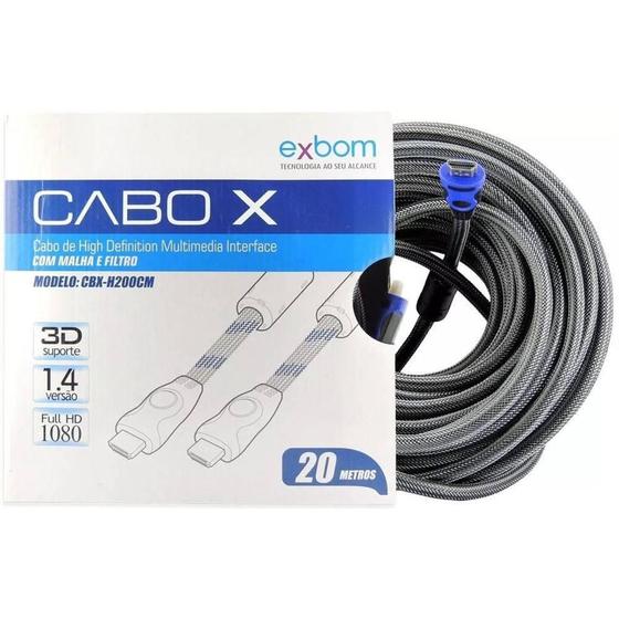 Imagem de Cabo Hdmi 1.4 3d 1080p Full Hd Com Filtro Tv Lcd Plasma Ps3 - 20 Mts