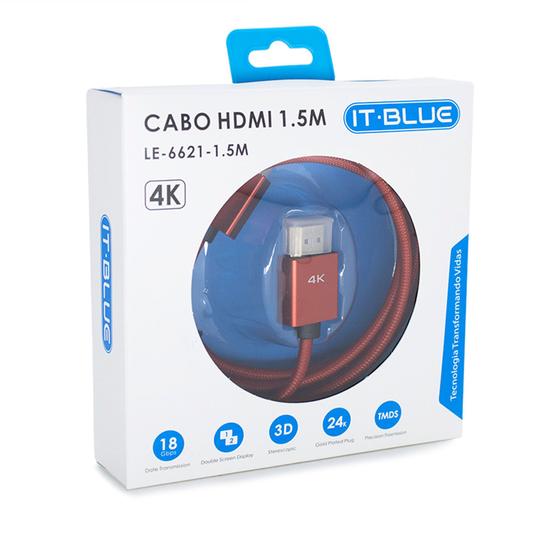 Cabo hdmi 1.5 m it-blue Menor preço em Cabo hdmi 1.5 m it-blue