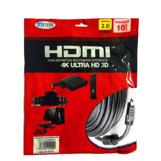 Imagem de Cabo HDMI 10 metros 2.0 4K ULTRA HD 3D 19 pinos - ALLTECH