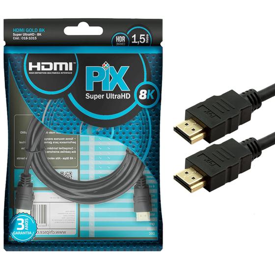 Cabo Hdmi 1,5m 2.1 8k Super Ultra Hd Pontas Gold Tv Pc Game 018-1015 Menor preço em Cabo Hdmi 1,5m 2.1 8k Super Ultra Hd Pontas Gold Tv Pc Game 018-1015