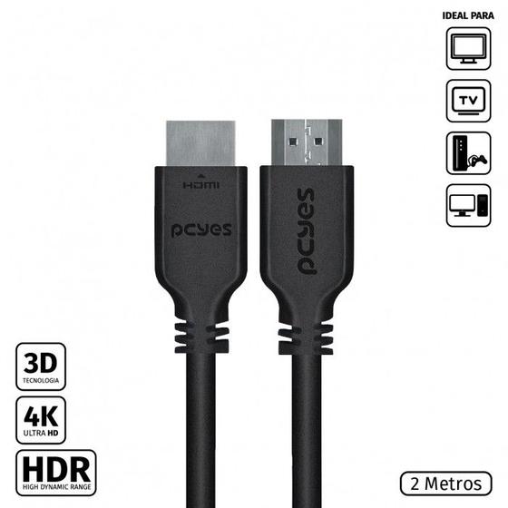 Imagem de Cabo hdmi 2.0 4k 30awg puro cobre 2 metros - phm20-2