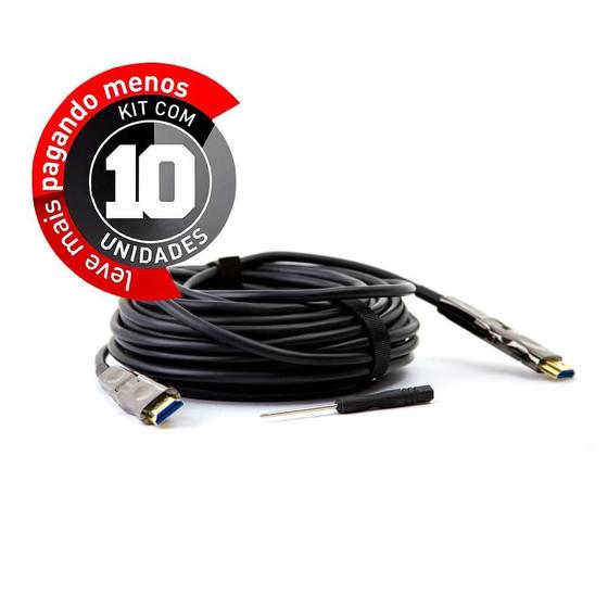 Imagem de Cabo Hdmi 2.0 4K Fibra Óptica 10 Mt - Kit 10