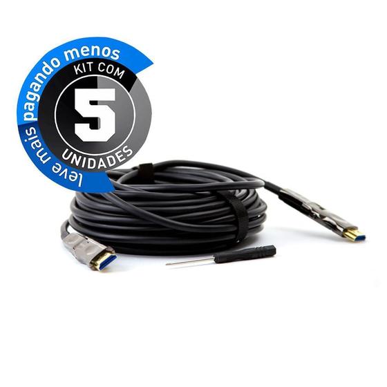 Imagem de Cabo Hdmi 2.0 4K Fibra Óptica 10 Mt - Kit 5