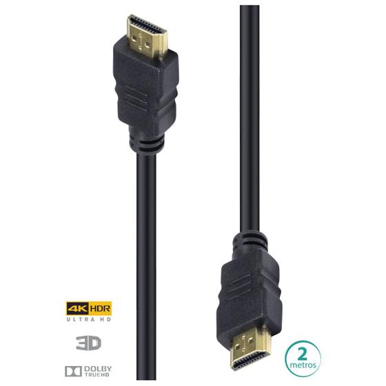 Imagem de Cabo hdmi 2.0 4k ultra hd 3d conexão ethernet 2 metros - h20-2