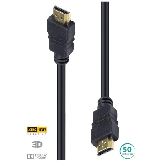 Imagem de Cabo HDMI 2.0 4K ULTRA HD 3D Conexao ETHERNET 50 CM - H20-05