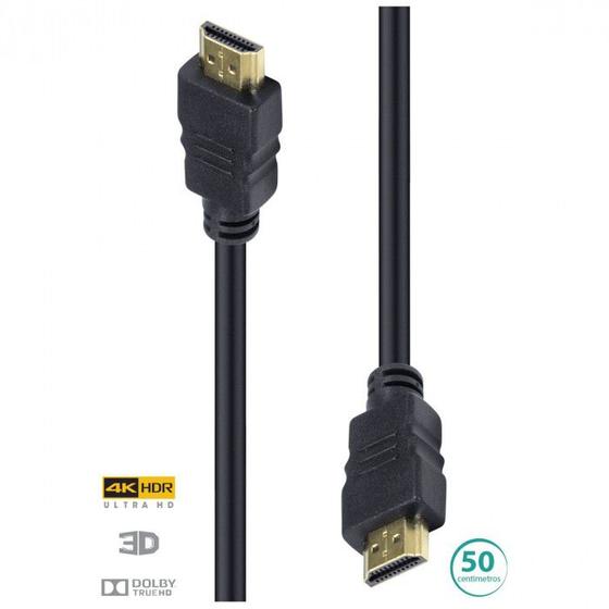 Imagem de Cabo hdmi 2.0 4k ultra hd 3d conexao ethernet 50 cm - h20-05