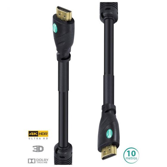 Imagem de Cabo hdmi 2.0 4k ultra hd 3d conexao ethernet com filtro 10 metros - h20f-10