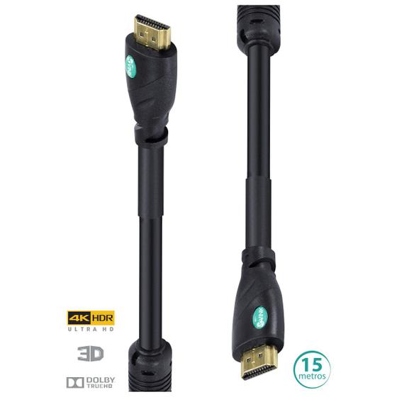 Imagem de Cabo HDMI 2.0 4K ULTRA HD 3D Conexao ETHERNET com Filtro 15 Metros - H20F-15