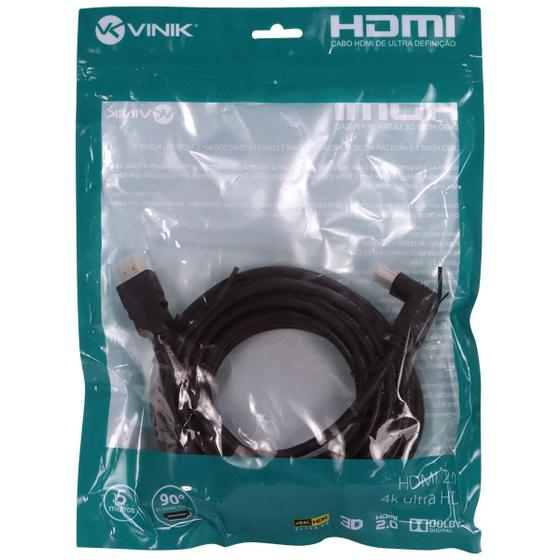 Imagem de Cabo Hdmi 2.0 4K Ultra Hd 3D Ethernet Com 01 Conector 90º 5M