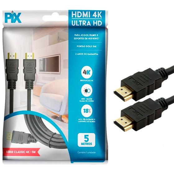 Imagem de CABO HDMI 2.0 4K Ultra HD 5 METROS PIX 018-2225
