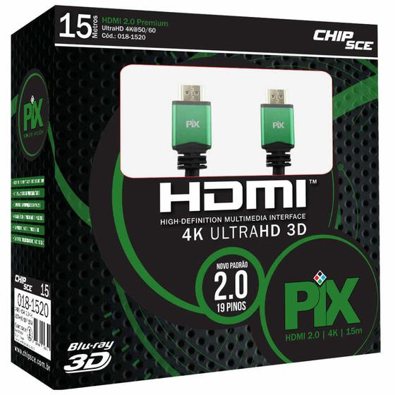Imagem de Cabo HDMI 2.0 4K UltraHD 19 018-1520, 15 metros  PIX