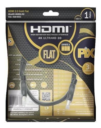 Imagem de Cabo Hdmi 2.0 Flat Gold 4k Ultrahd 19pinos 3d Hdr 1 Metro