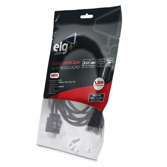 Imagem de Cabo HDMI 2.0v 4K 3D Ready 1,5 metros HD15 Colour Spaces ELG