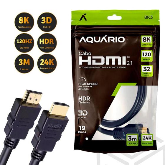 Imagem de Cabo Hdmi 2.1 Compativel Ps5 Xbox Alta Resolução 3 Metros 8k