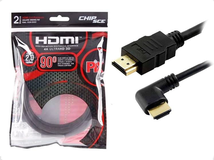 Imagem de Cabo HDMI 2 90 4K Ultra HD 3D ChipSce - 19 pinos - 2Metros (018-3322)