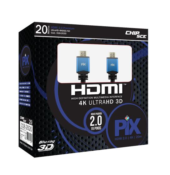 Imagem de Cabo Hdmi 20 Mt 2.0 Ultrahd 4k Hdr Blindado 20 Metros - 018-2020 Pix