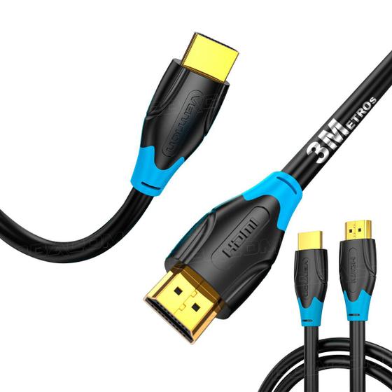 Imagem de Cabo Hdmi 4k Três 3 Metros Pontas Gold Ultra Hd-r Dinamico