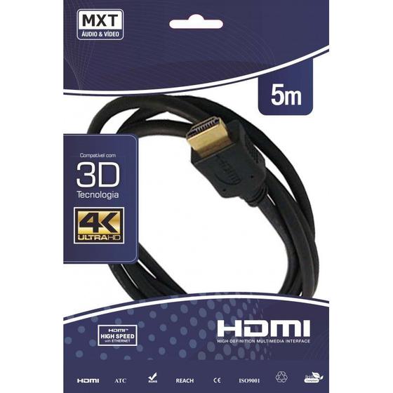 Imagem de Cabo HDMI 5 metros 2.0 4K ULTRA HD pino dourado - MXT