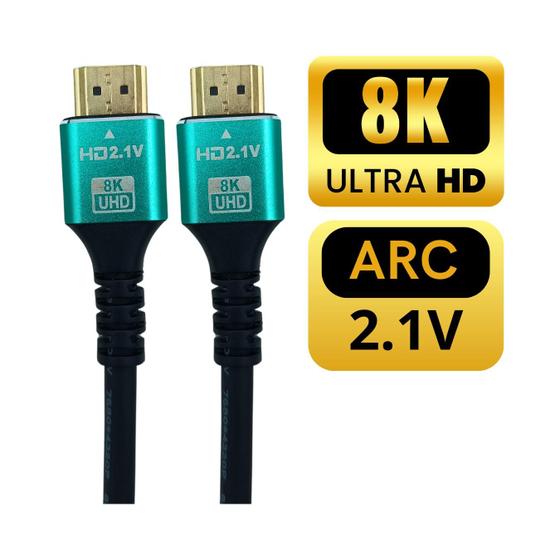 Imagem de Cabo Hdmi 8K 2.1V Arc 1.5M Com Fio Reforçado Alta Qualidade